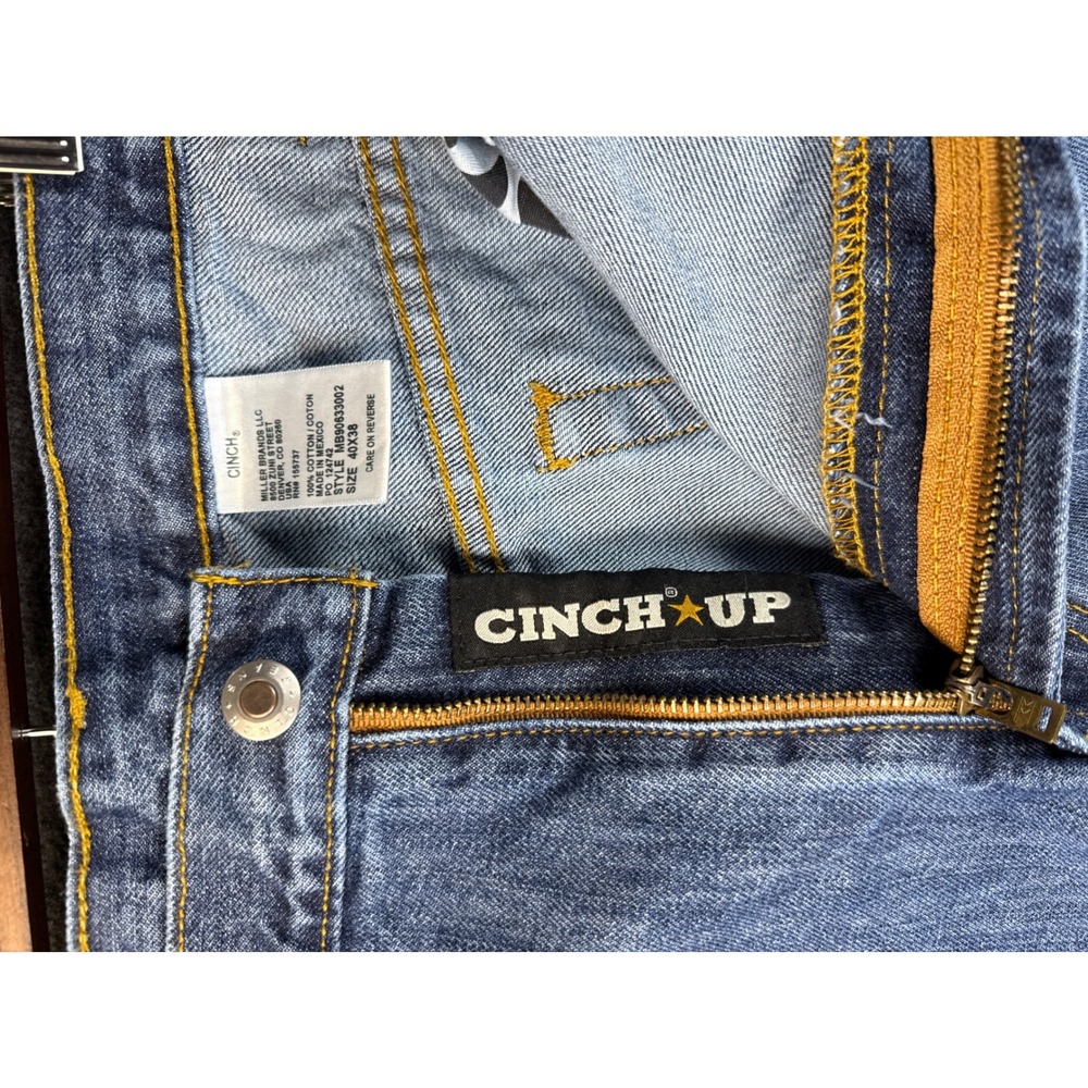 Cinch Black Label Rigid Jeans 40x38 Blue Denim‎ Straight Leg Cowboy Work Pants - Picture 10 of 14